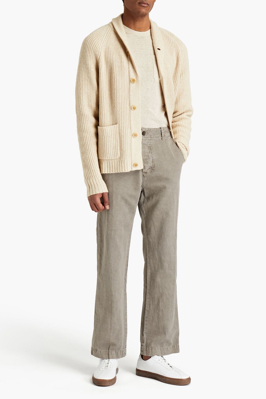 JAMES PERSE Cotton and linen-blend twill chinos