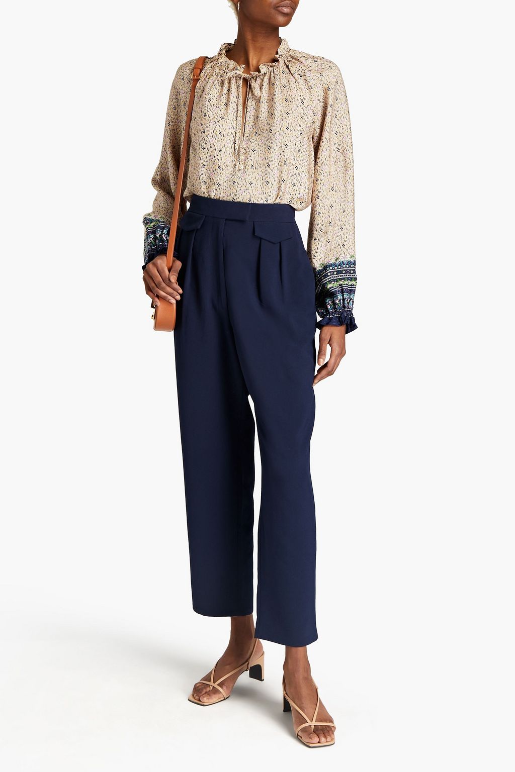 VERONICA BEARD Antonette ruffled printed silk crepe de chine blouse