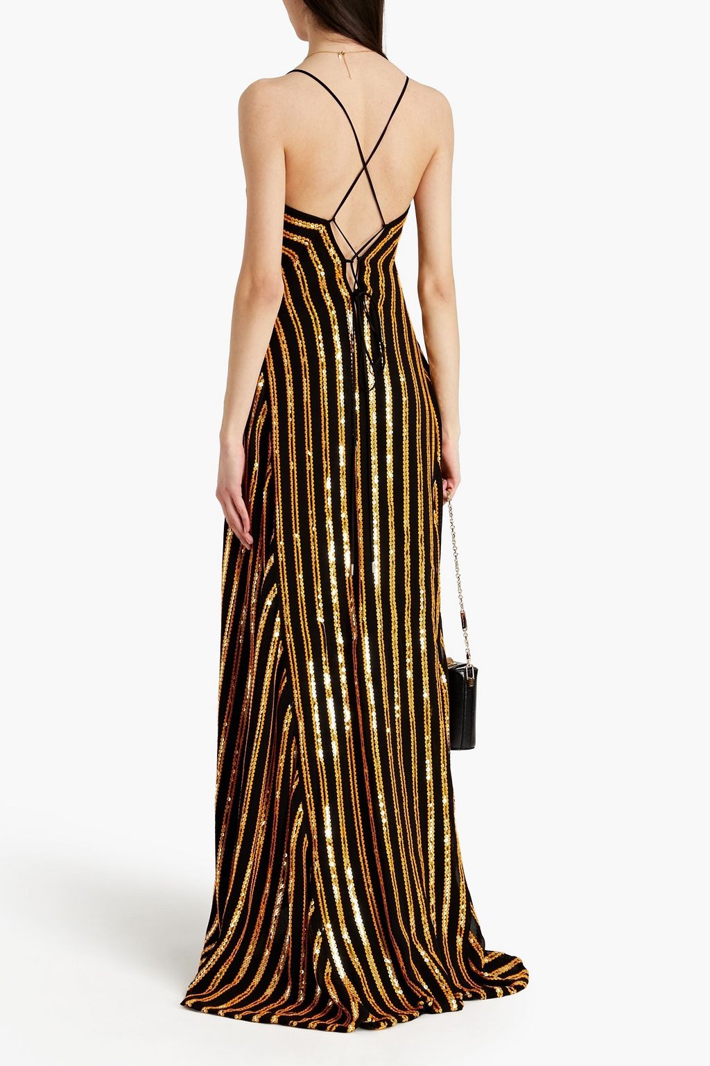 GALVAN  LONDON Pride satin-trimmed embellished chiffon gown