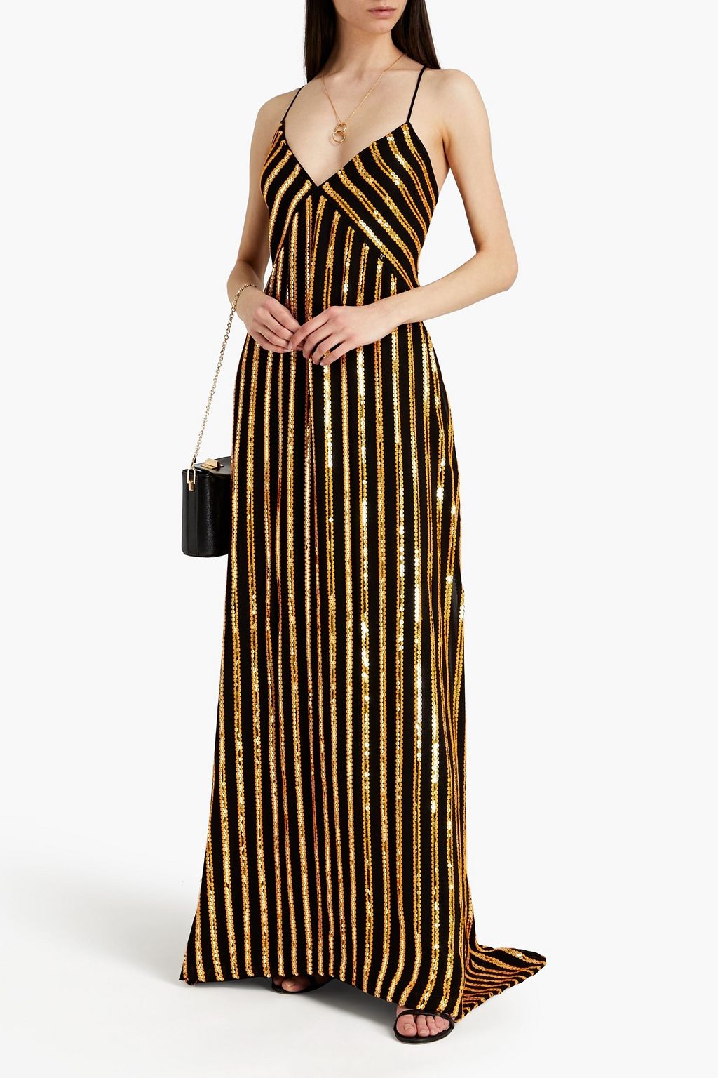 GALVAN  LONDON Pride satin-trimmed embellished chiffon gown