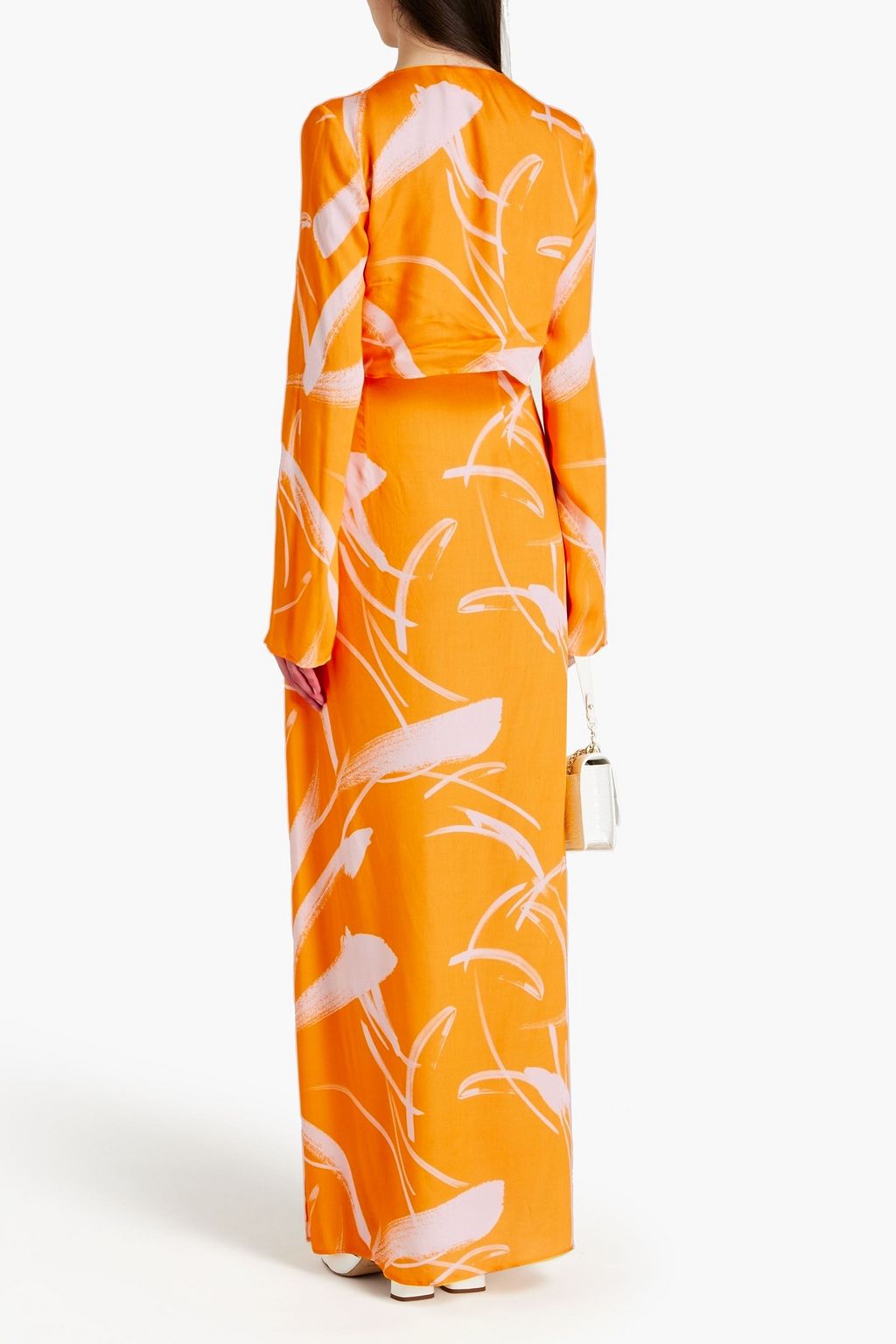 GALVAN  LONDON Lido cutout printed sateen maxi dress