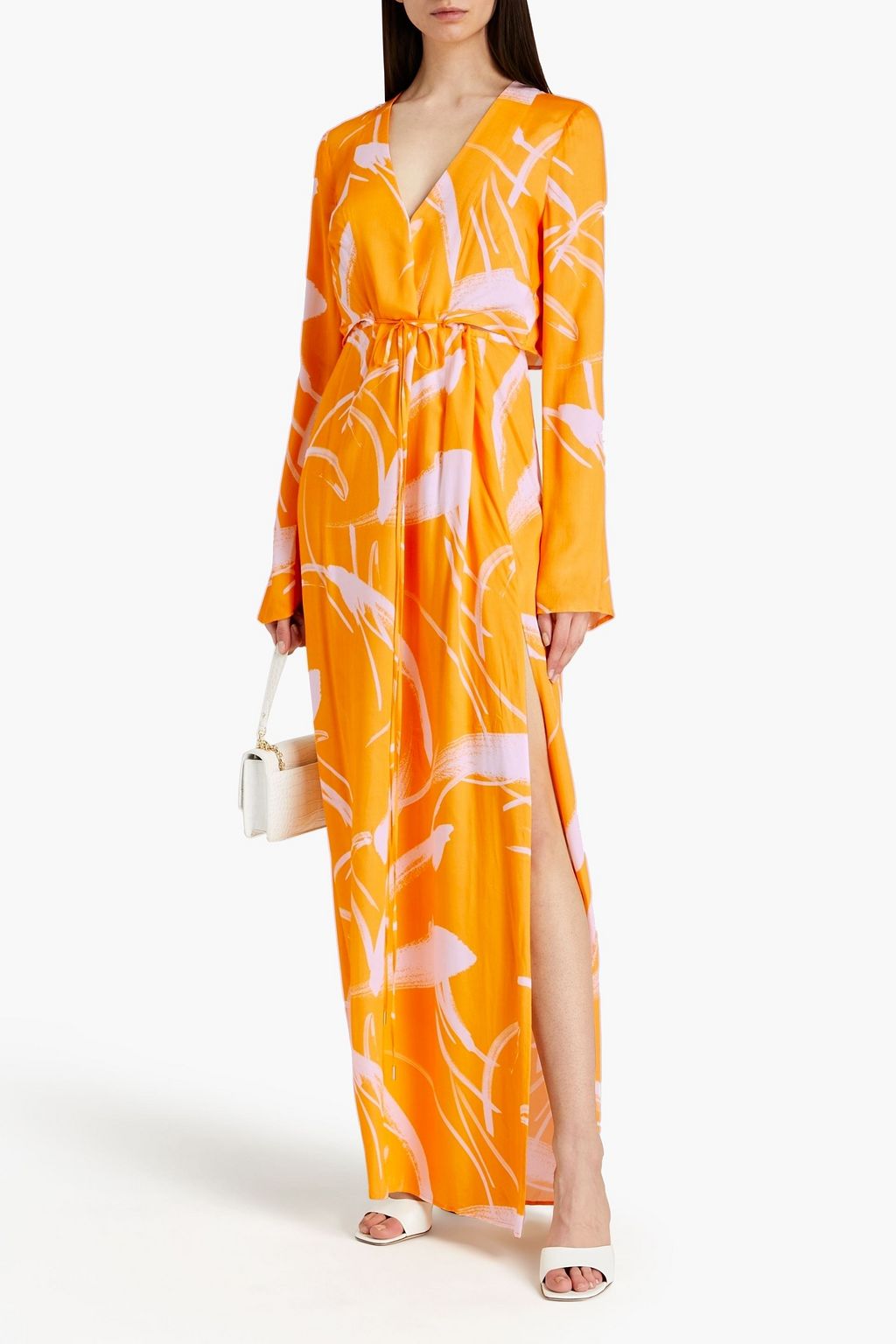 GALVAN  LONDON Lido cutout printed sateen maxi dress
