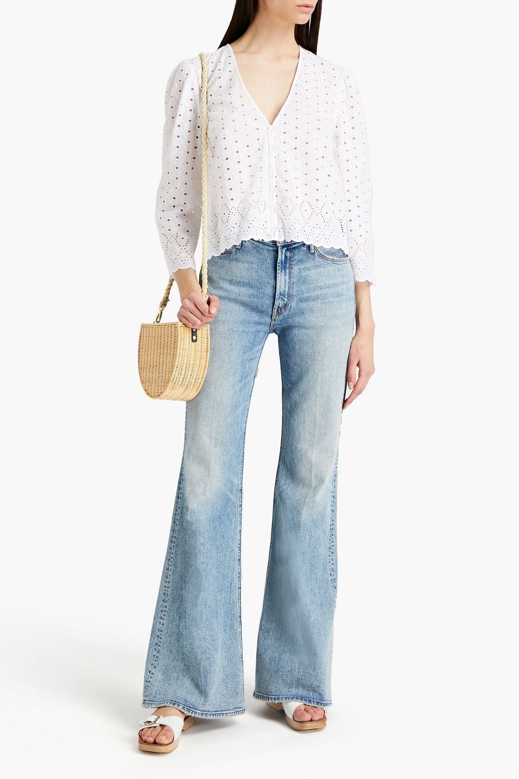 VERONICA BEARD Suniva scalloped broderie anglaise cotton top