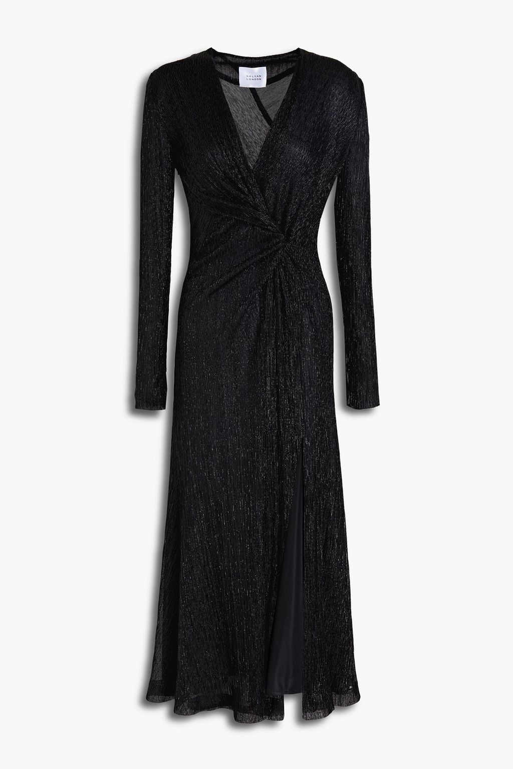 GALVAN LONDON Twist front metallic plisse jersey midi dress THE OUTNET
