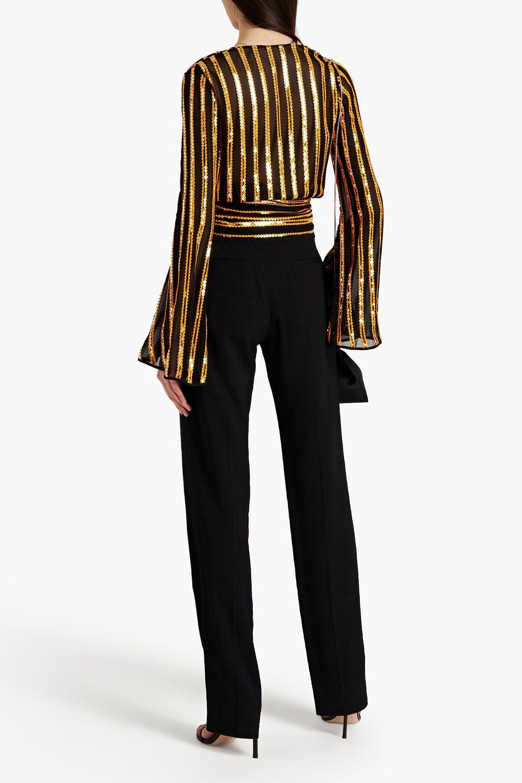 GALVAN  LONDON Pride embellished chiffon wrap blouse