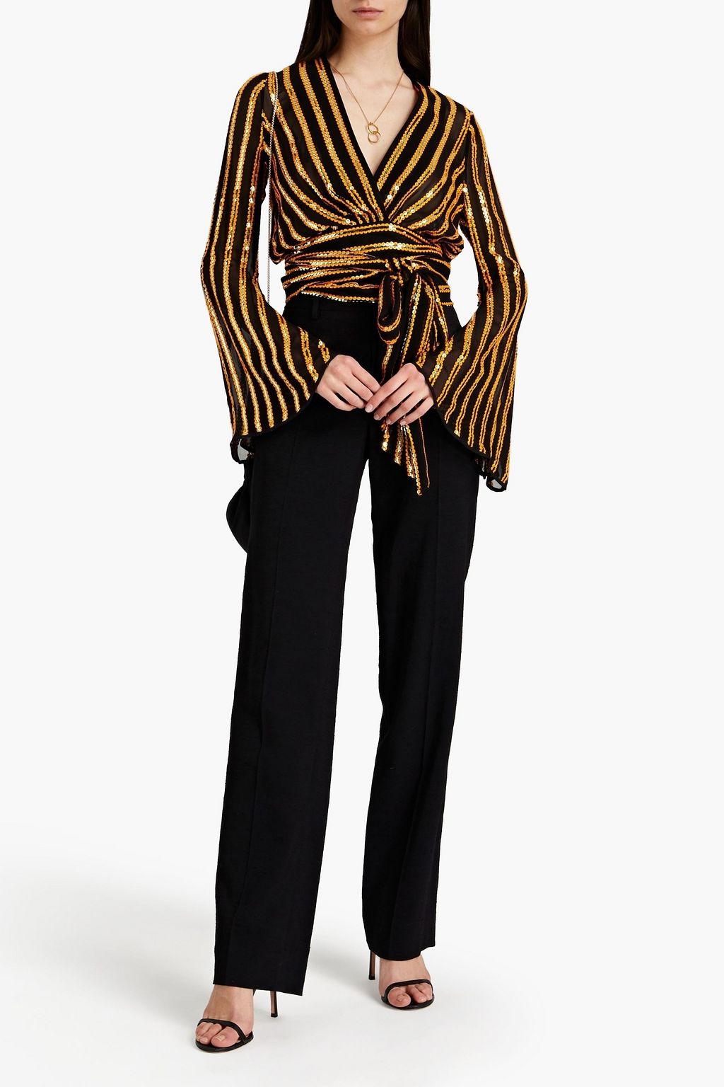 GALVAN  LONDON Pride embellished chiffon wrap blouse