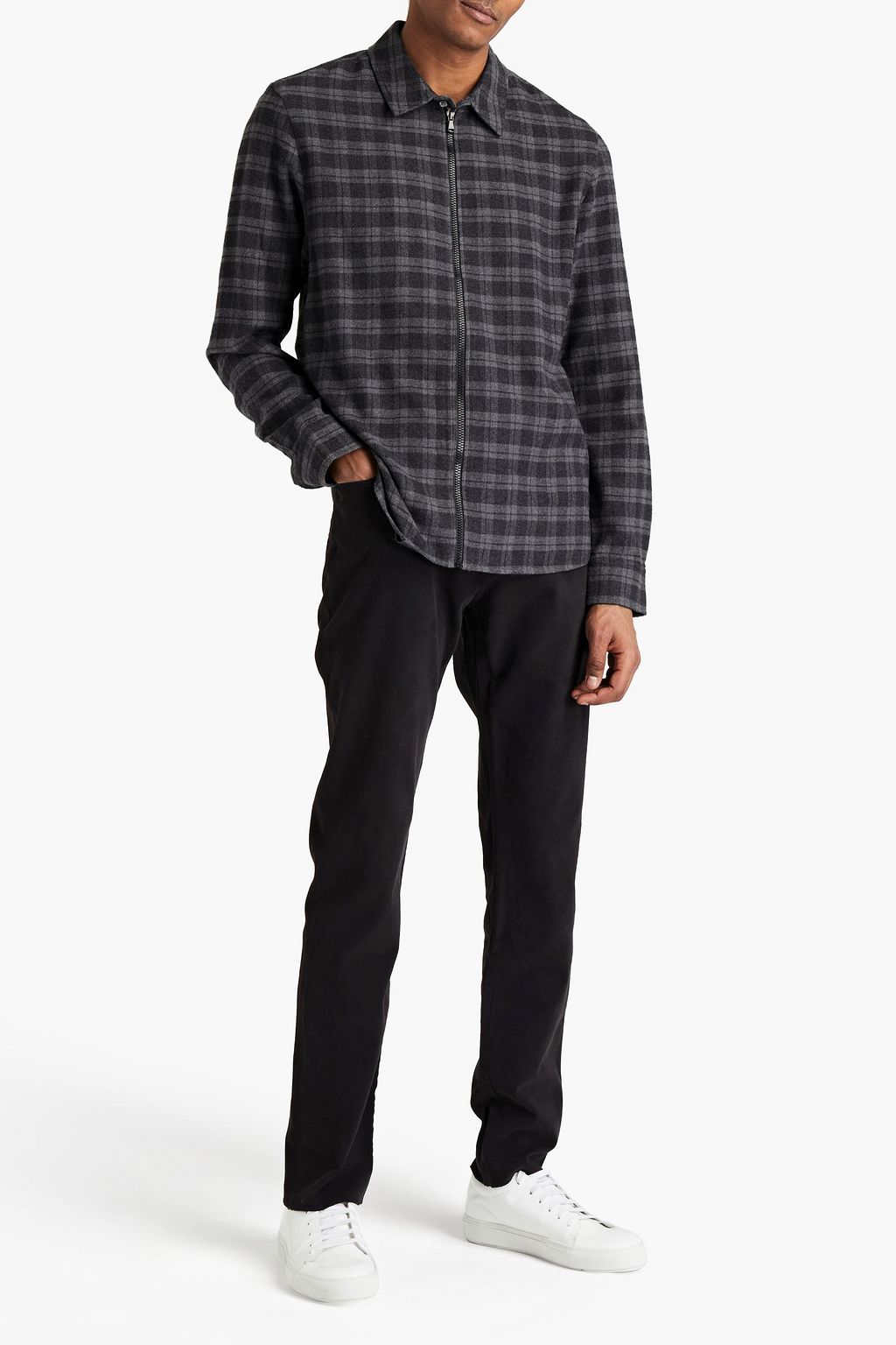 JAMES PERSE Checked cotton-flannel shirt