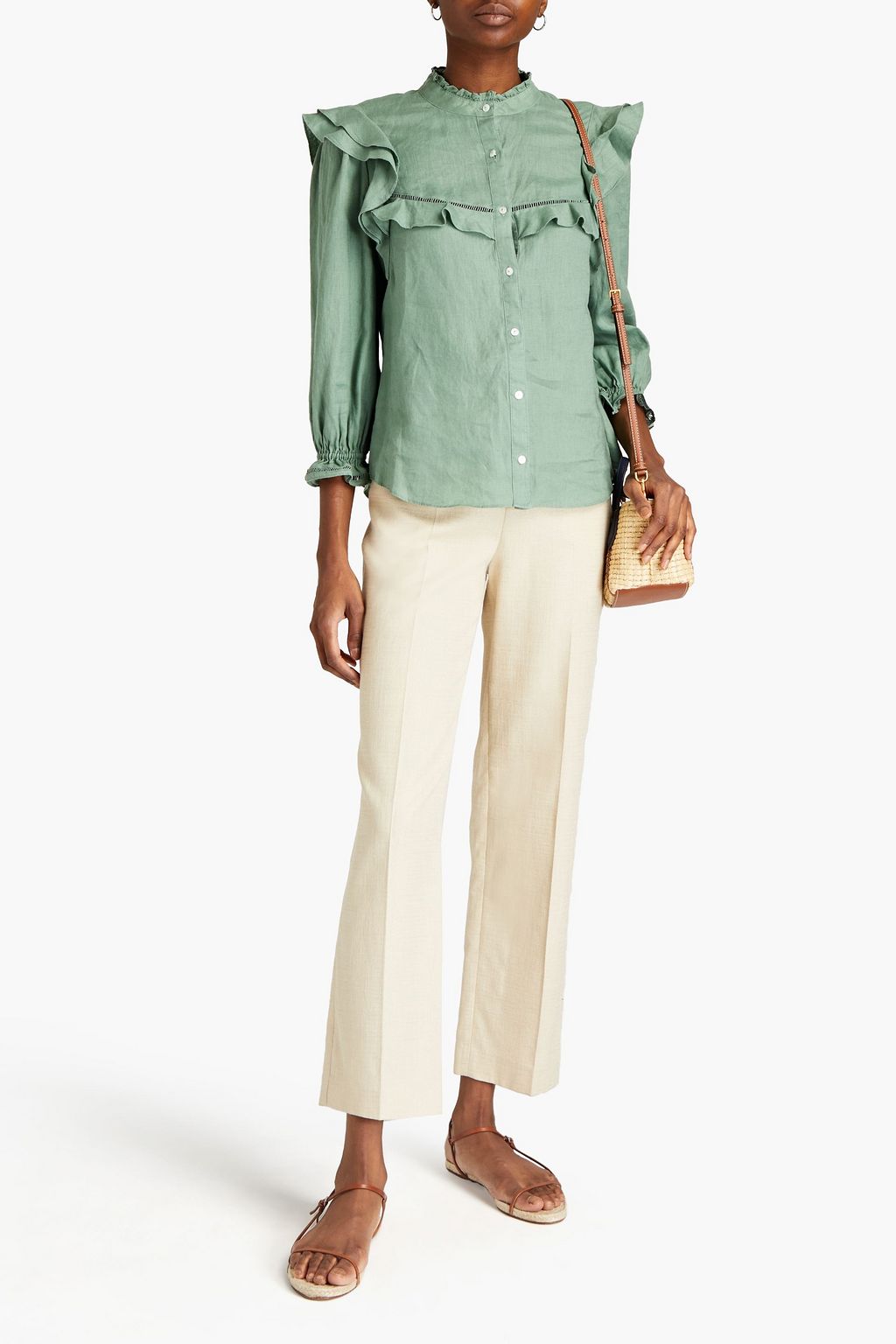 VERONICA BEARD Kelela ruffled linen-canvas blouse
