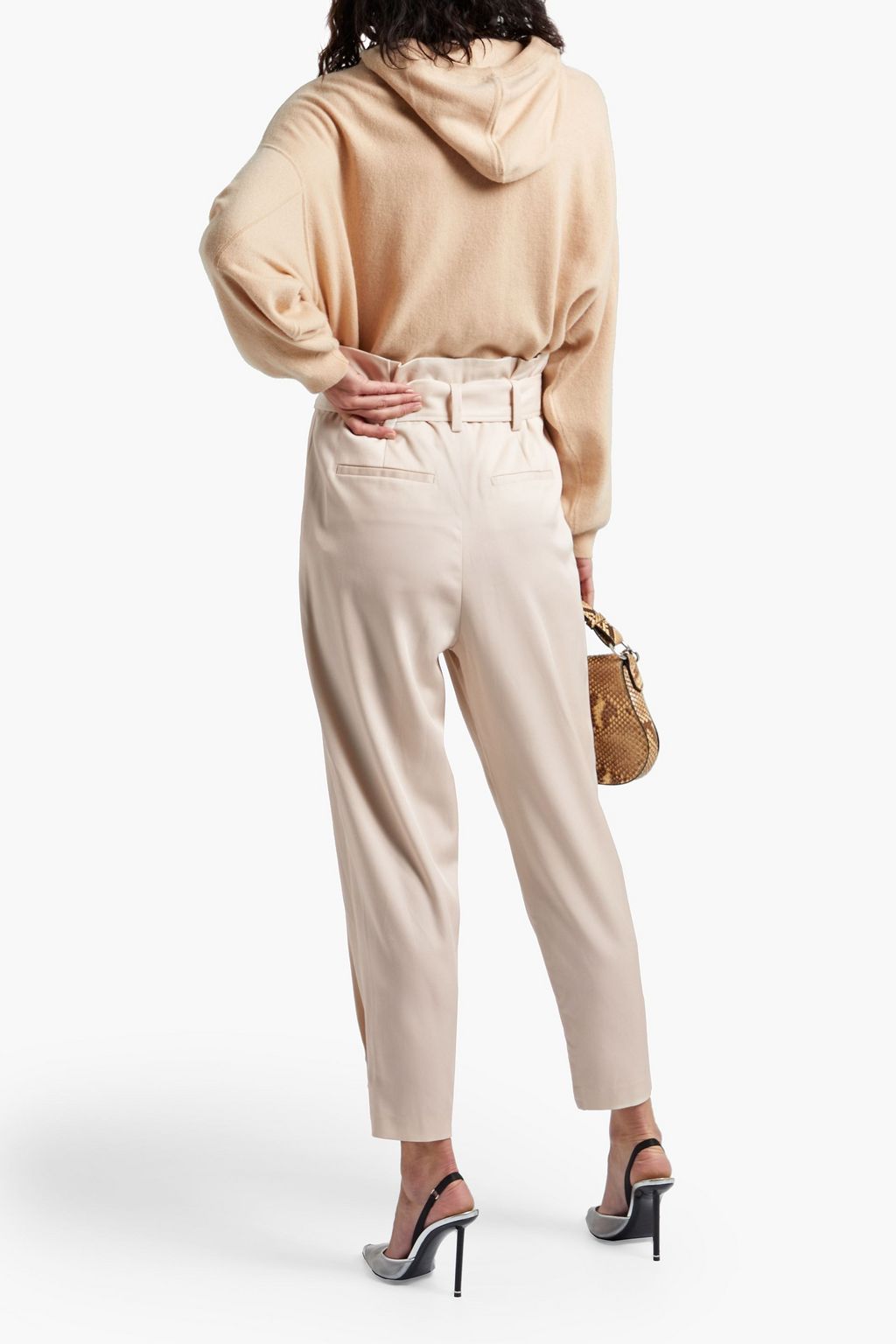 IRO Borcie belted pleated stretch-TENCEL™ twill tapered pants