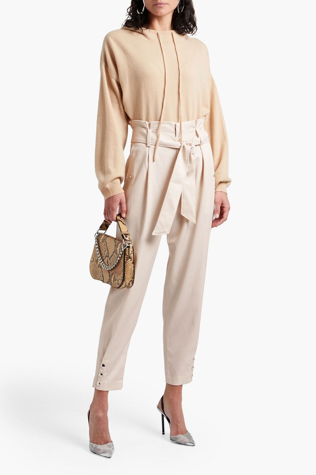 IRO Borcie belted pleated stretch-TENCEL™ twill tapered pants