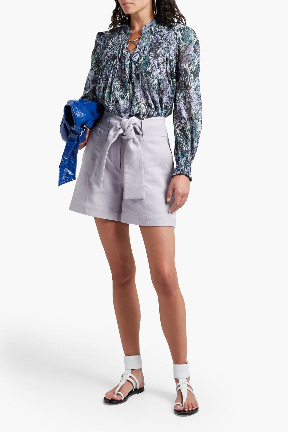 Iro Star Belted Cotton-twill Shorts In Lilac