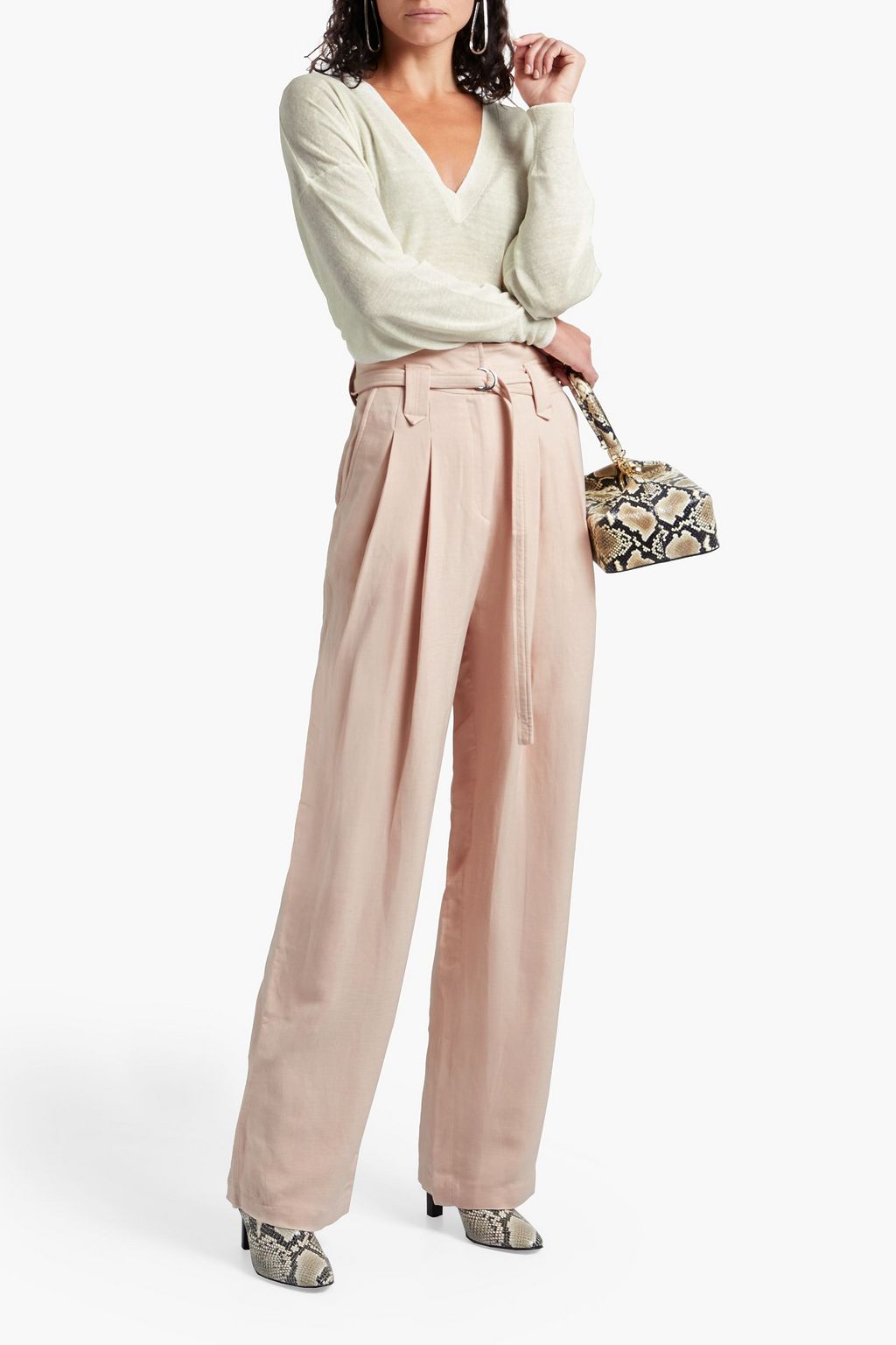 IRO Averill pleated flannel wide-leg pants