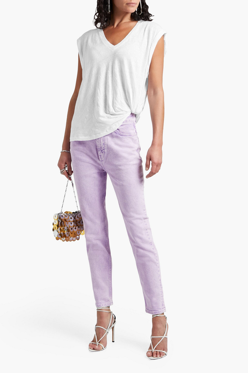 Iro Eli Acid-wash High-rise Slim-leg Jeans In Lilac