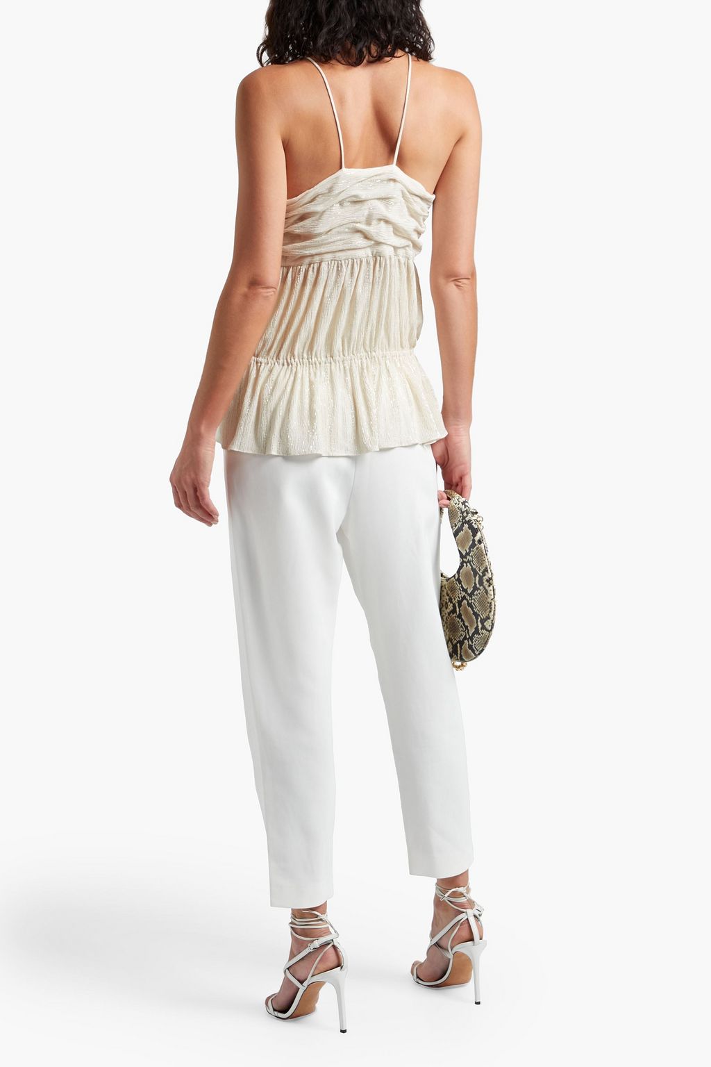 IRO Surry ruched metallic crepe camisole