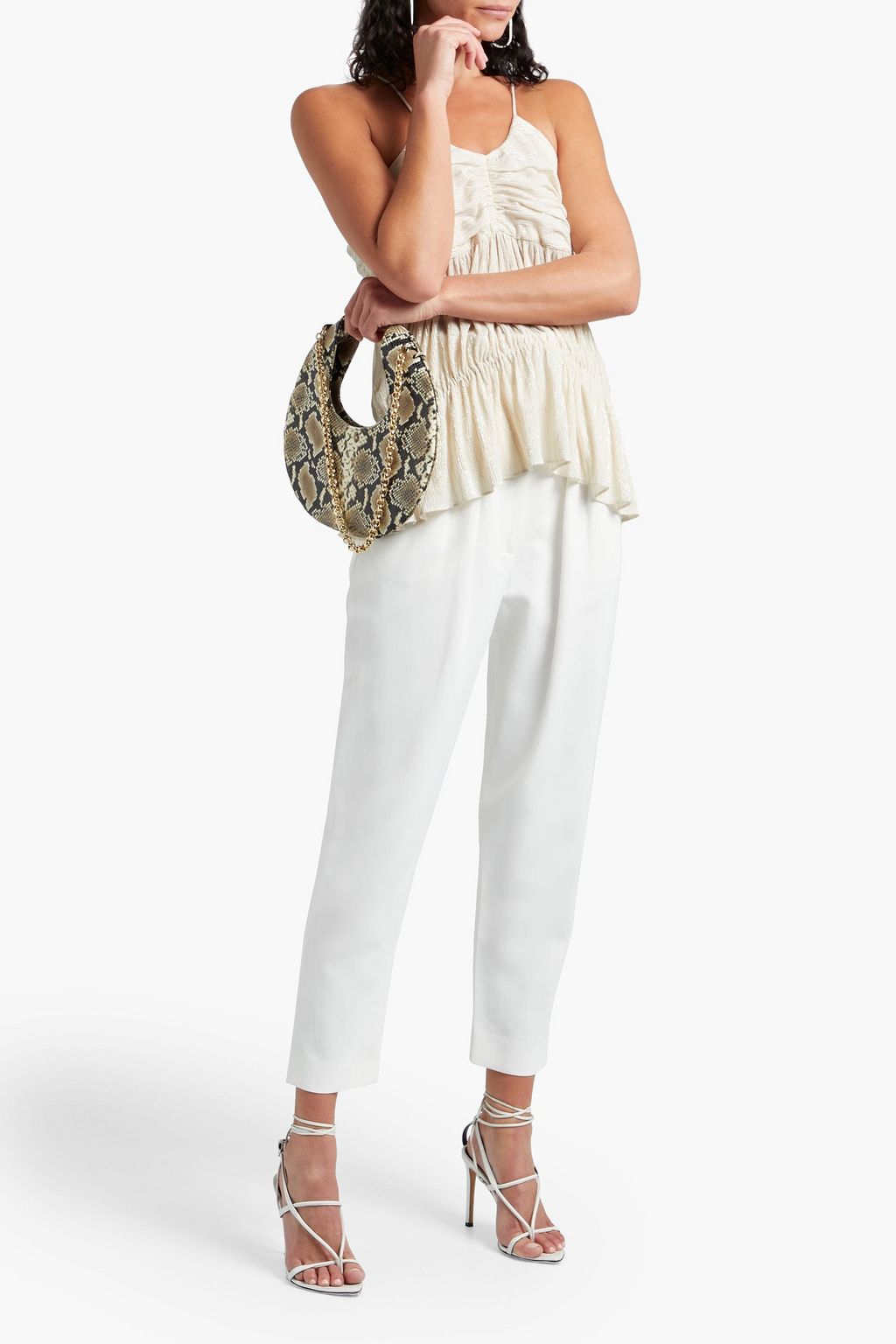 IRO Surry ruched metallic crepe camisole