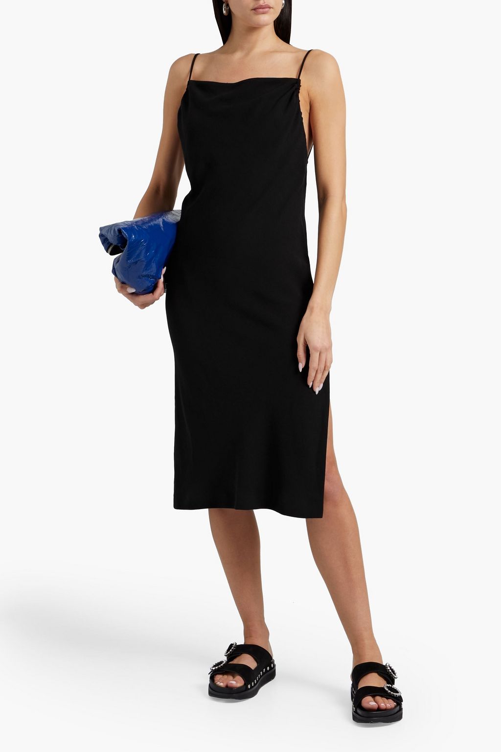 IRO Morphea draped crepe slip dress