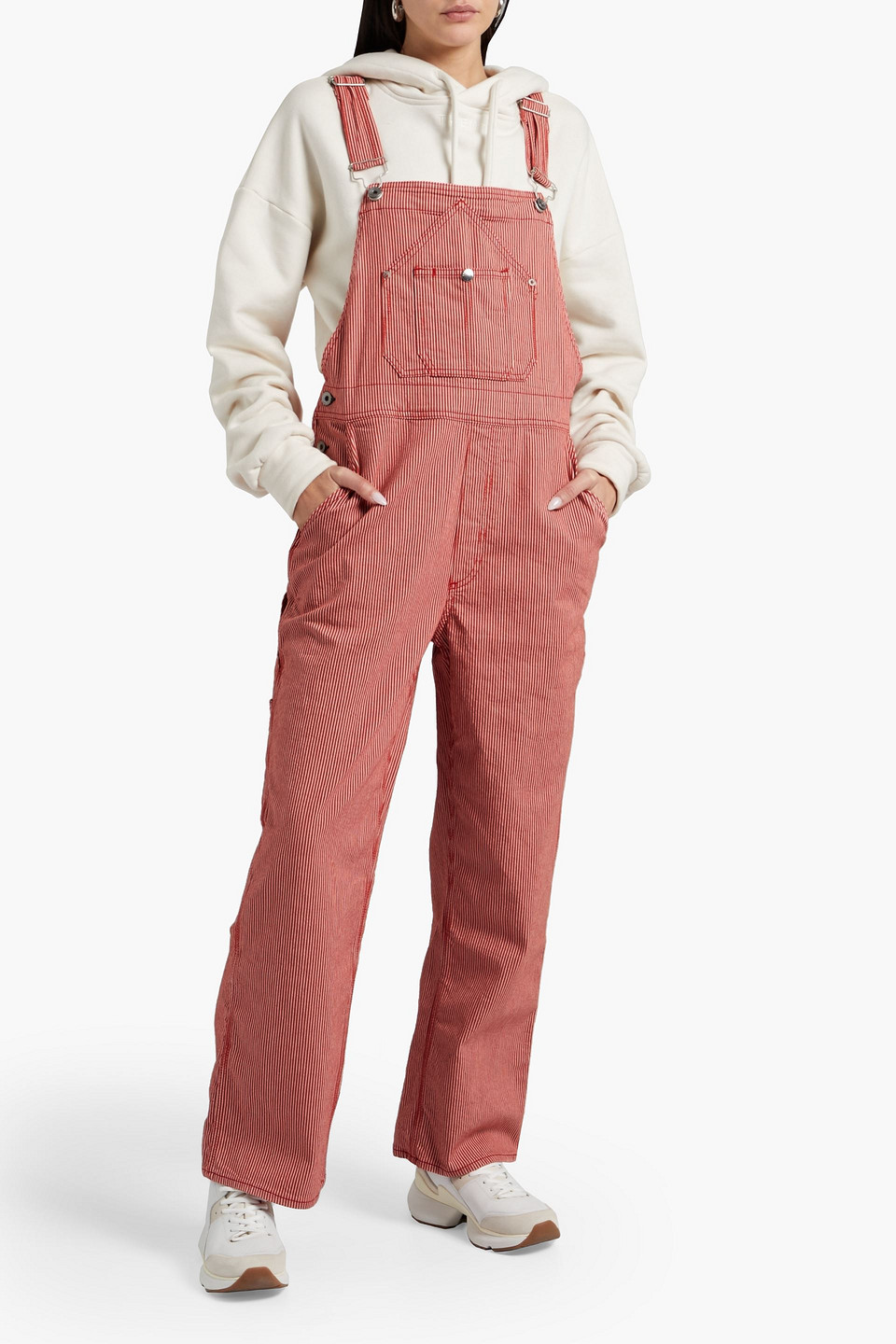 RAG & BONE STRIPED COTTON-BLEND TWILL OVERALLS 3074457345629016634
