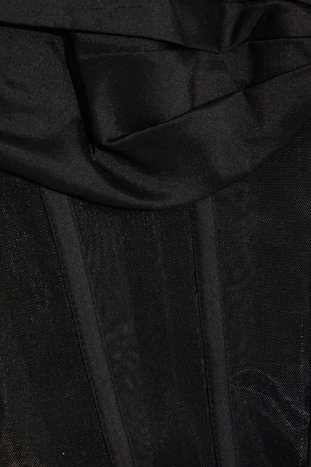 RASARIO Pleated organza-paneled silk-blend midi dress