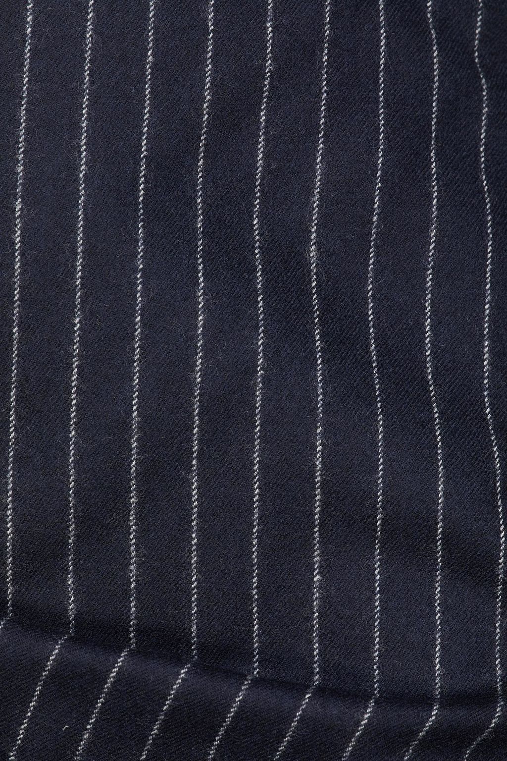 MCQUEEN Draped pinstriped wool-flannel skirt