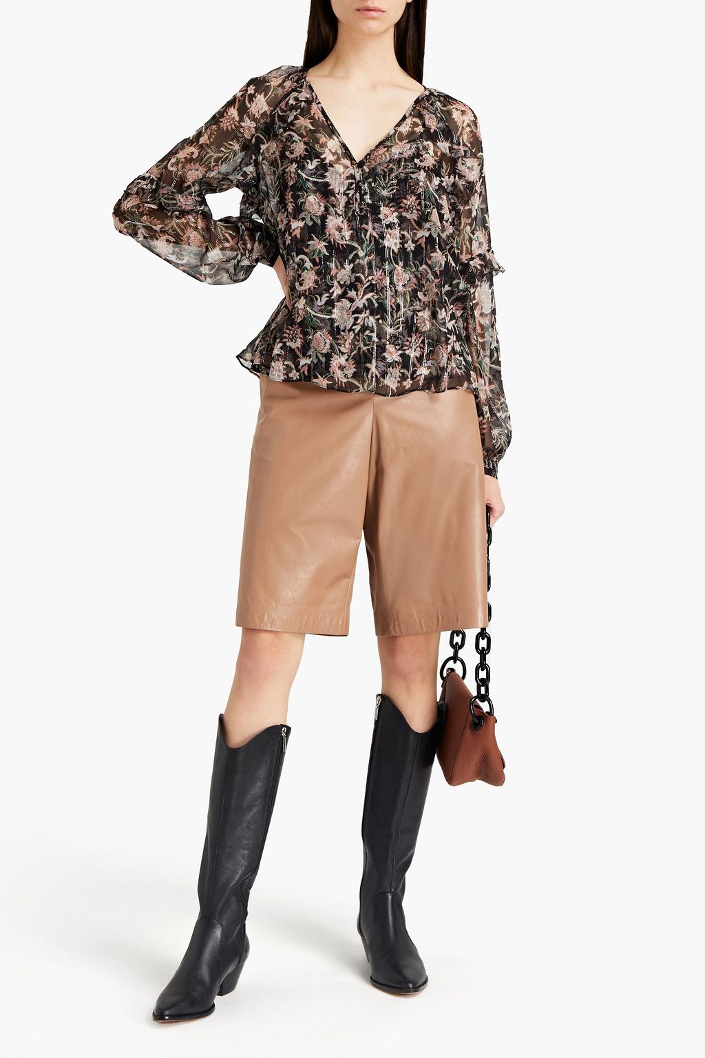 VERONICA BEARD Zanita ruffled floral-print silk-blend crepe blouse