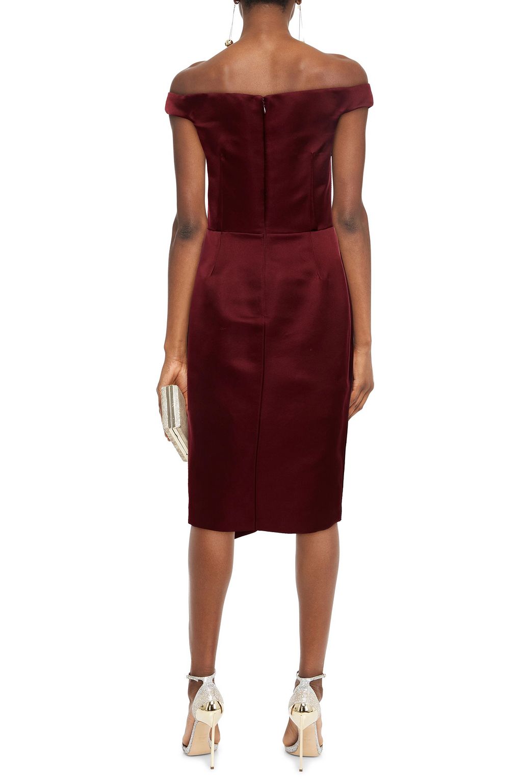 MCQUEEN Off-the-shoulder asymmetric silk-satin dress