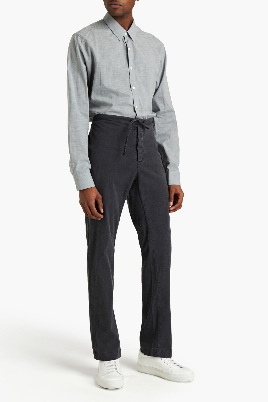 JAMES PERSE Slub cotton and linen-blend canvas drawstring pants