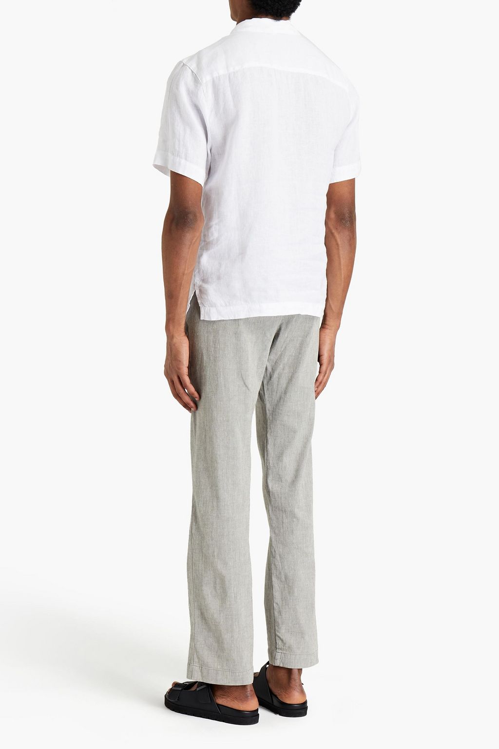JAMES PERSE Slub cotton and linen-blend canvas drawstring pants