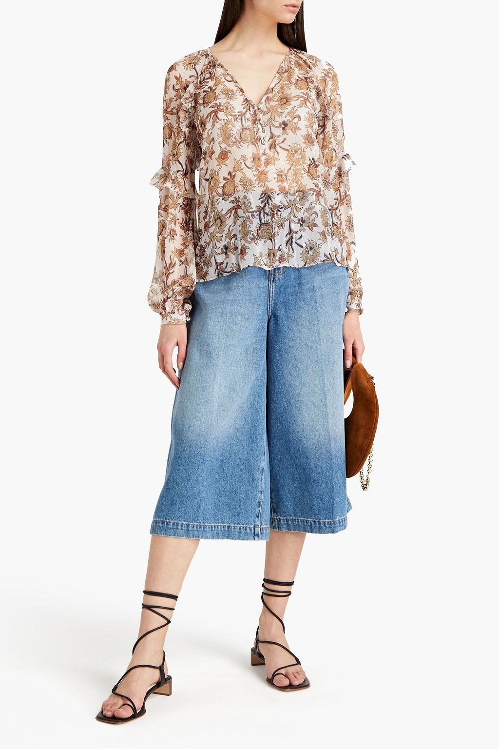 VERONICA BEARD Zanita ruffled floral-print silk-blend crepe blouse