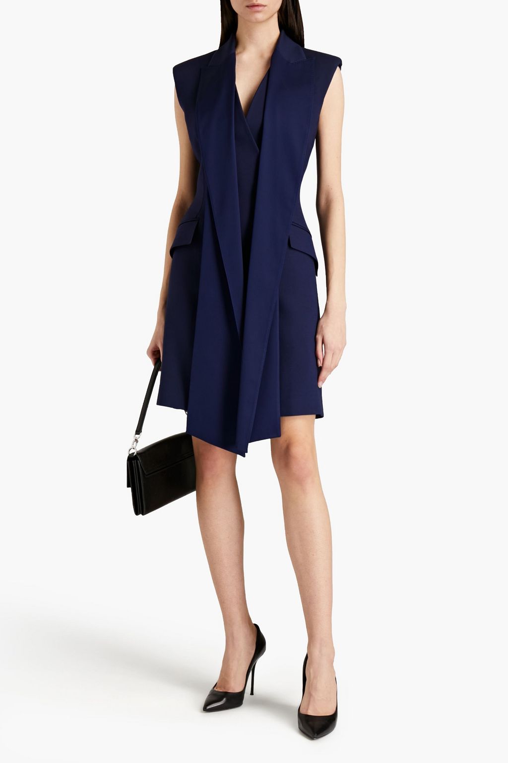MCQUEEN Draped wool-blend crepe vest