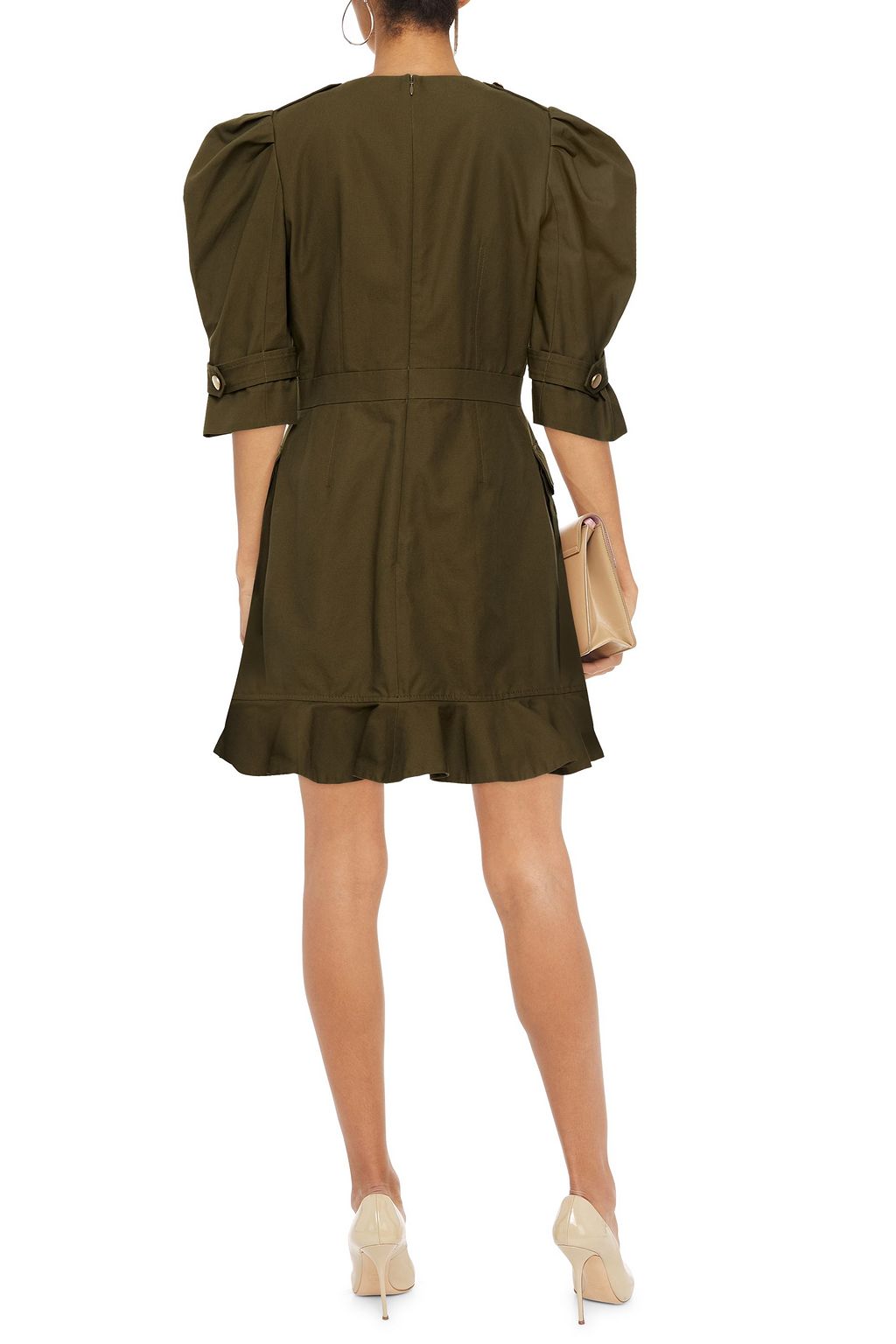 MCQUEEN Pleated cotton-canvas mini dress