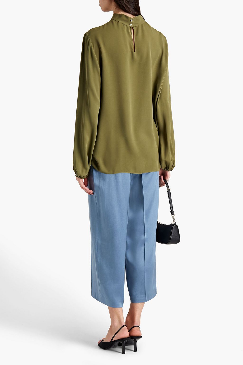 THEORY Cropped silk-satin straight-leg pants