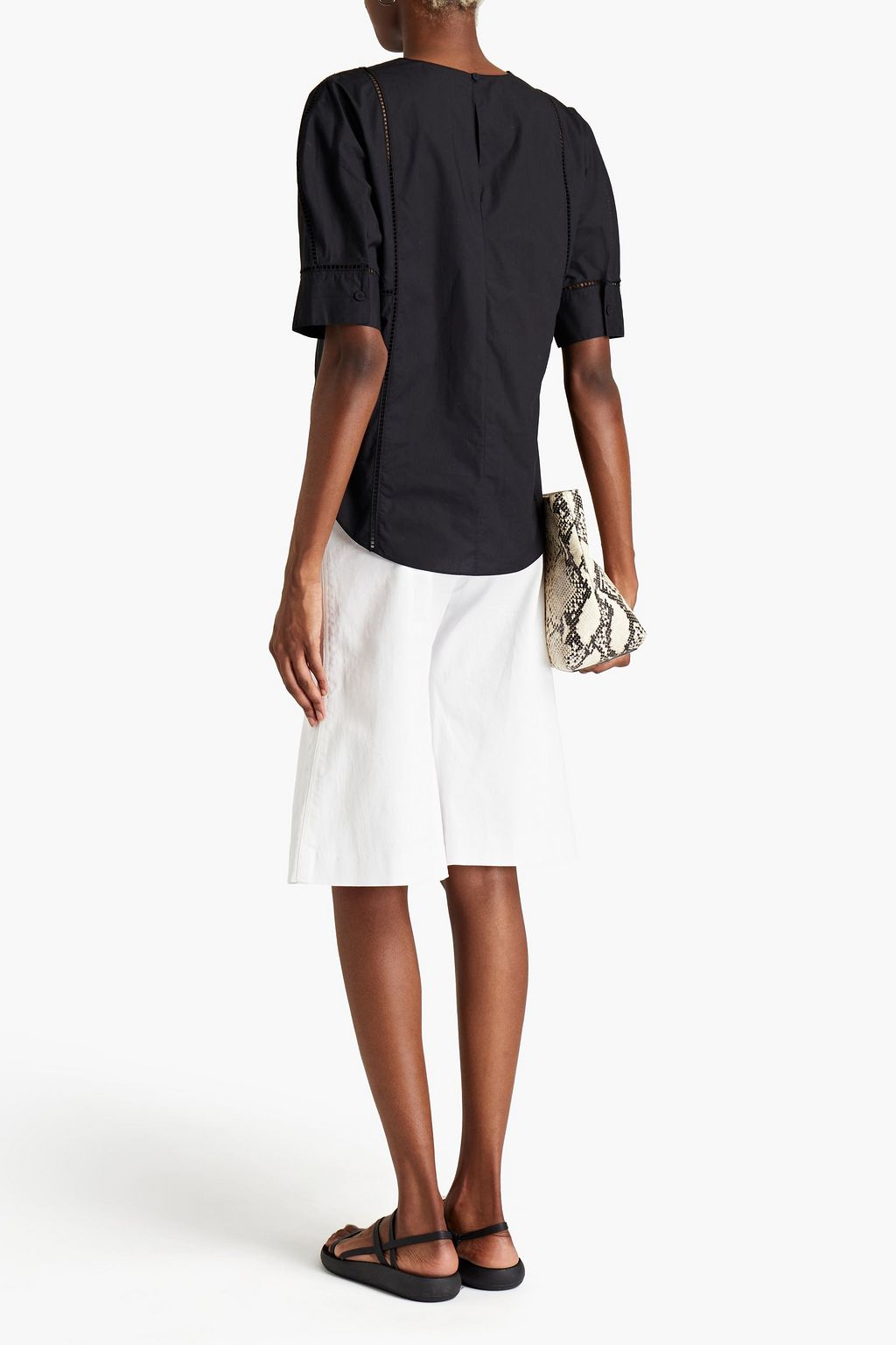 THEORY Lattice-trimmed cotton-poplin top