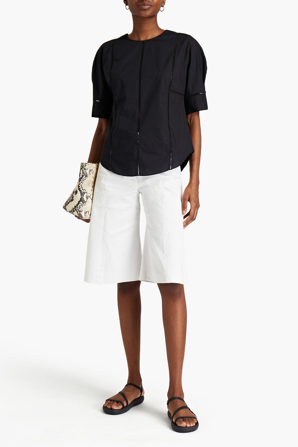 THEORY Lattice-trimmed cotton-poplin top