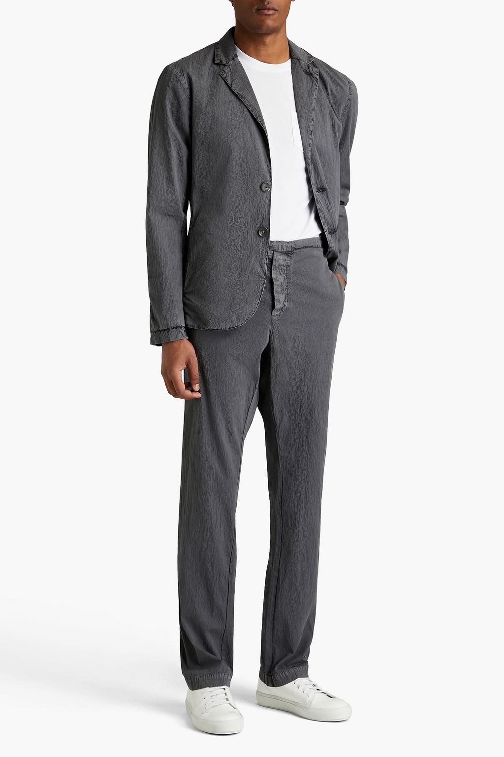 JAMES PERSE Slim-fit cotton-blend seersucker pants