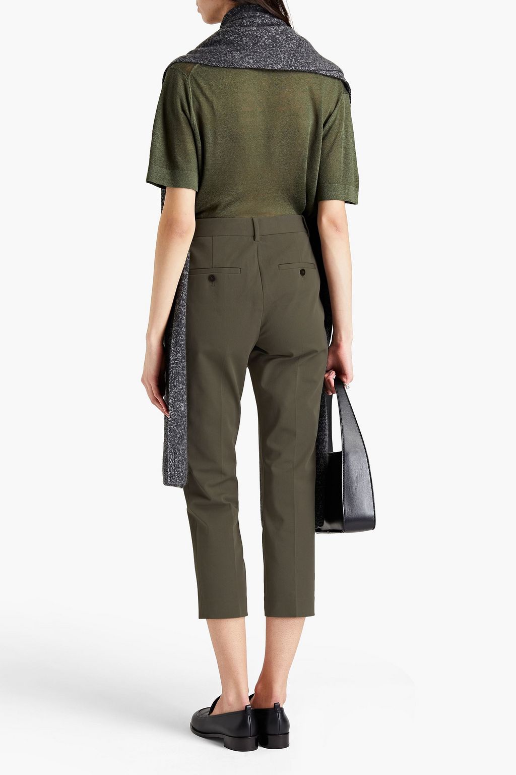 THEORY Cropped cotton-blend twill slim-leg pants