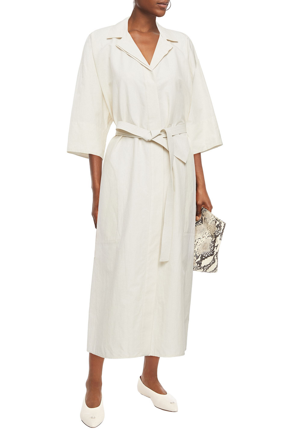 Joseph Drita Cotton And Hemp-blend Poplin Midi Dress