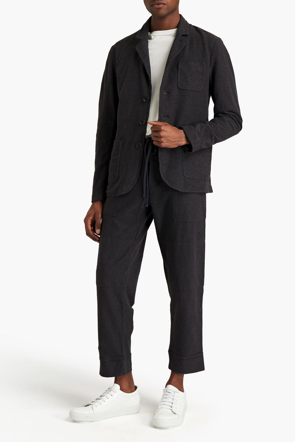 JAMES PERSE Mélange French cotton-blend terry blazer