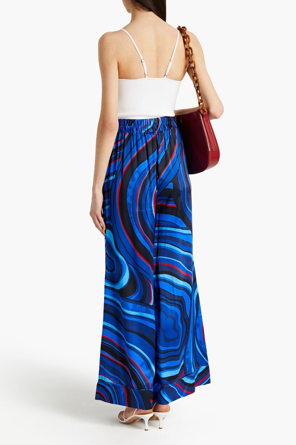 RHODE Emilio printed silk-blend charmeuse wide-leg pants