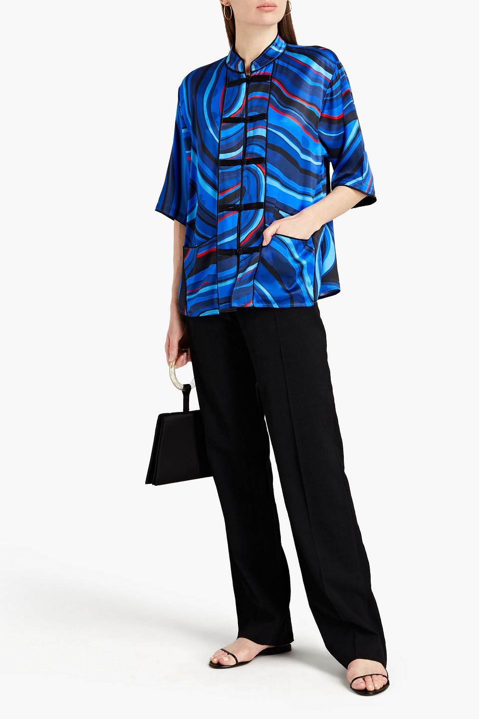 Rhode Miles Printed Silk-blend Charmuese Shirt