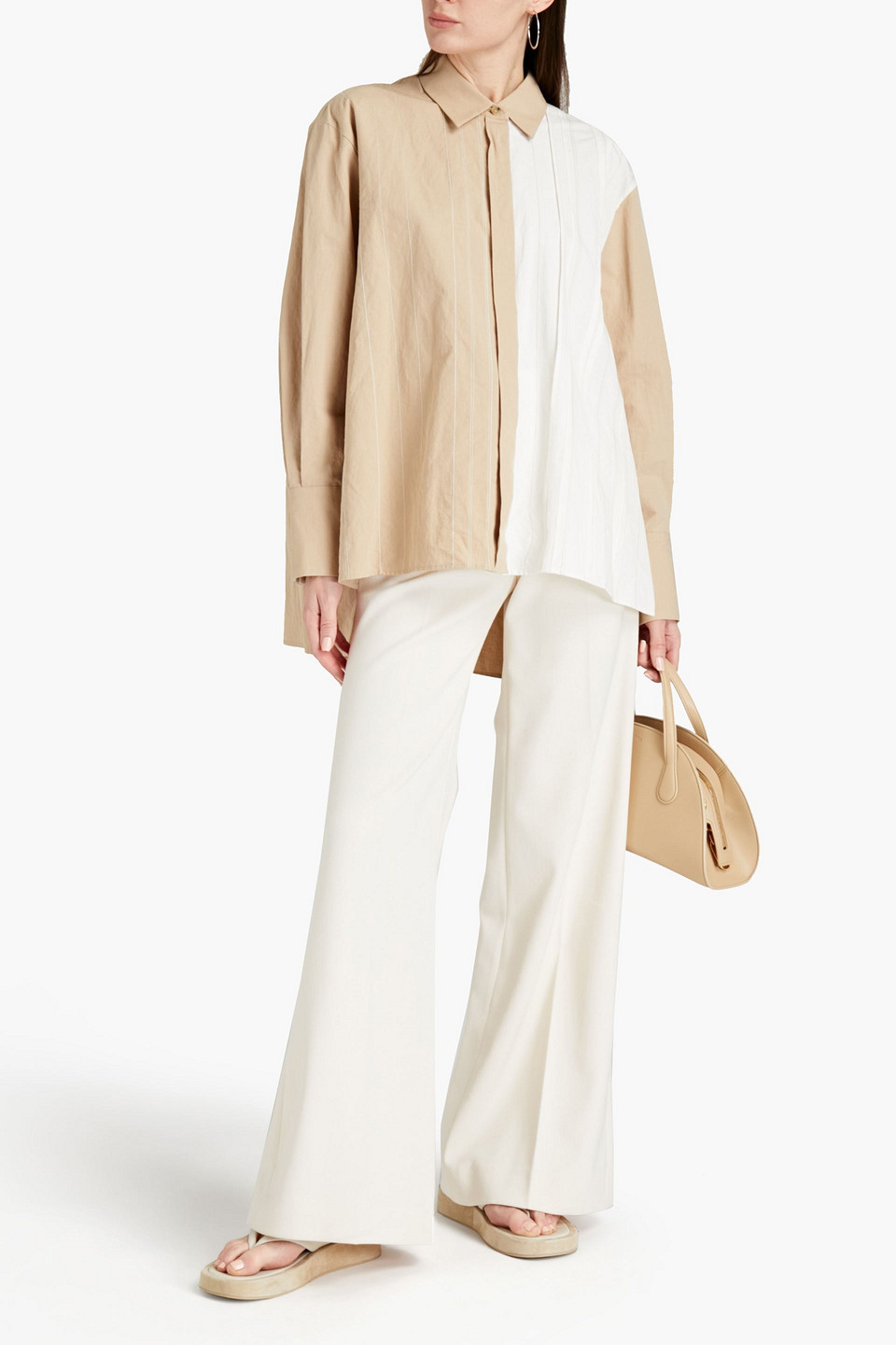 Joseph Bacar Two-tone Cotton And Linen-blend Shirt In Neutrals