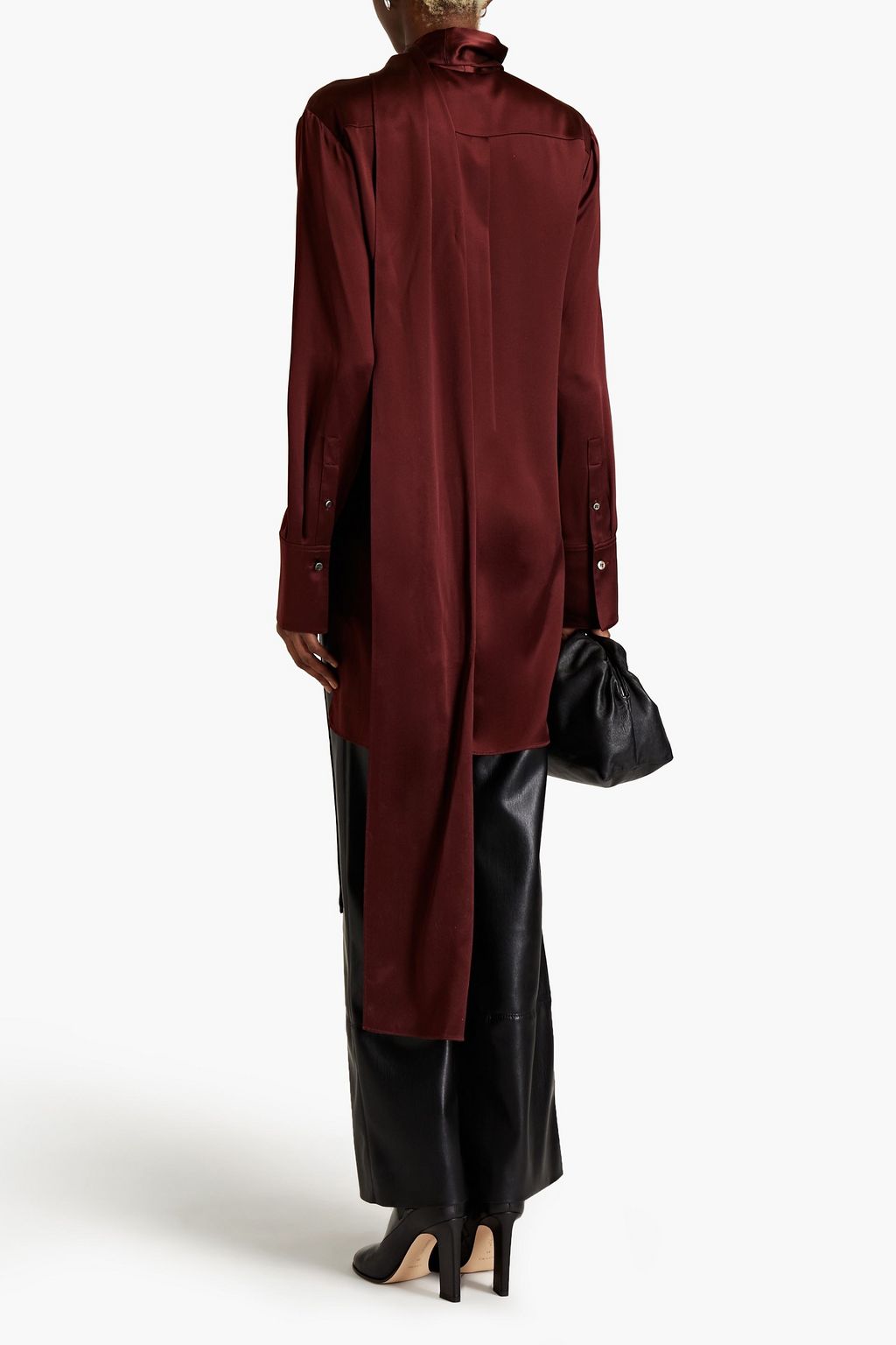 JOSEPH Bars tie-neck silk-satin blouse