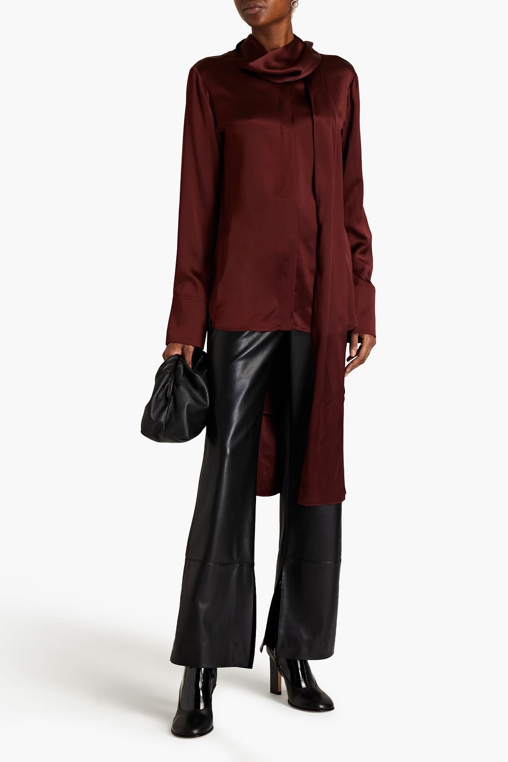 JOSEPH Bars tie-neck silk-satin blouse