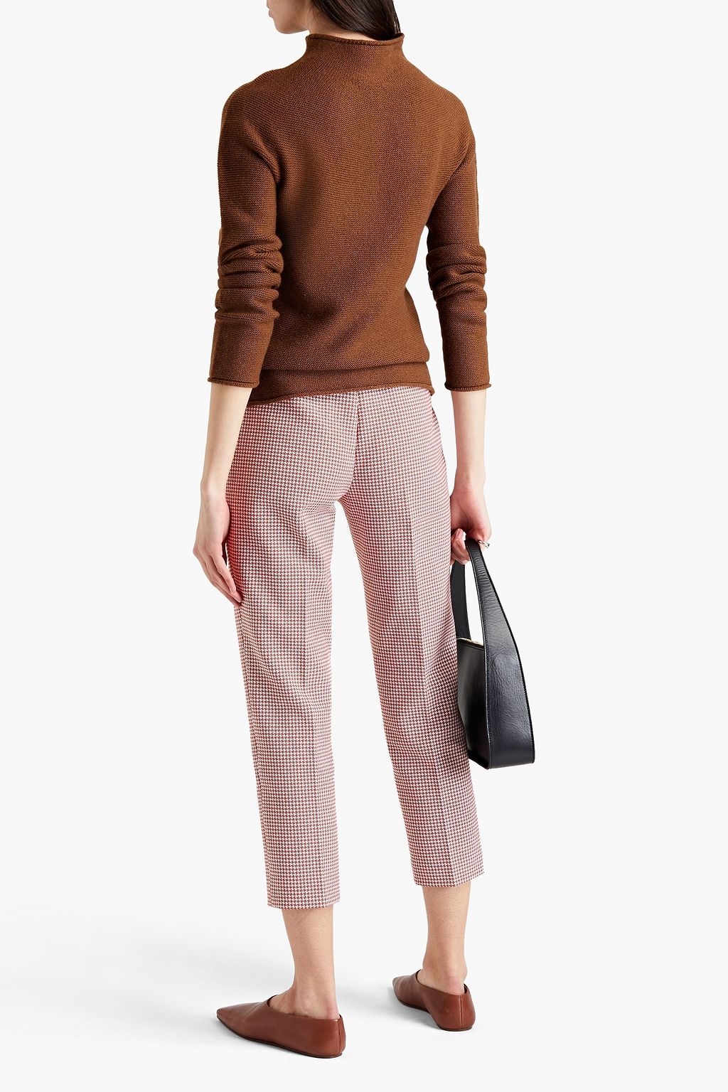THEORY Cropped houndstooth cotton-blend tweed tapered pants