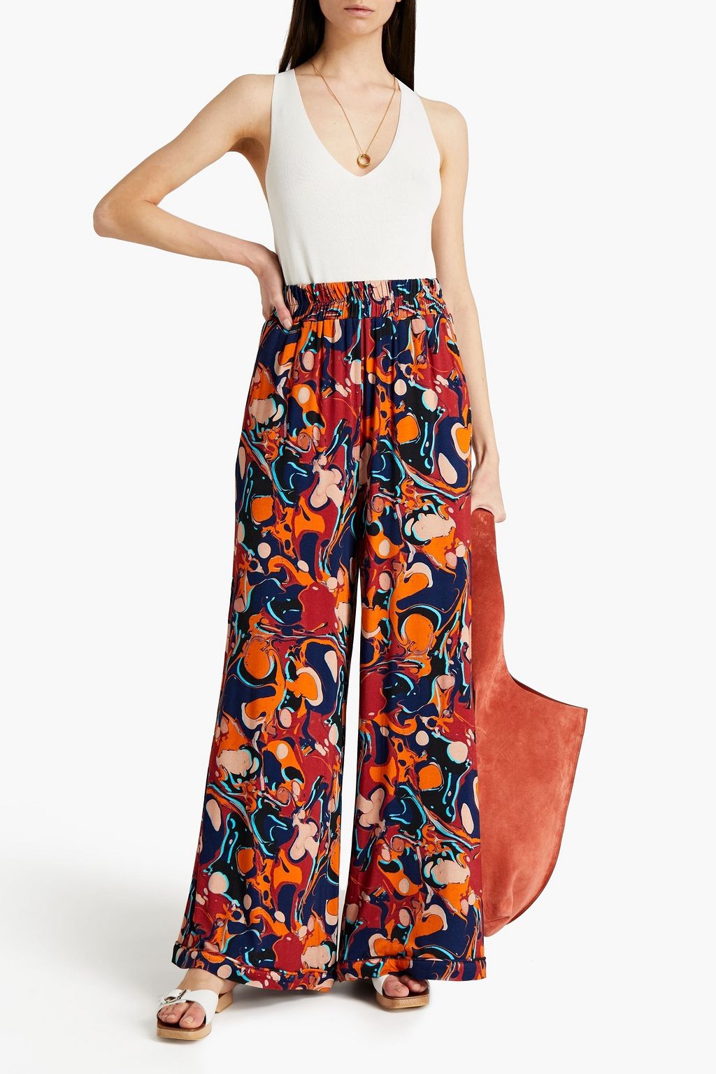 RHODE Emilio printed jersey wide-leg pants