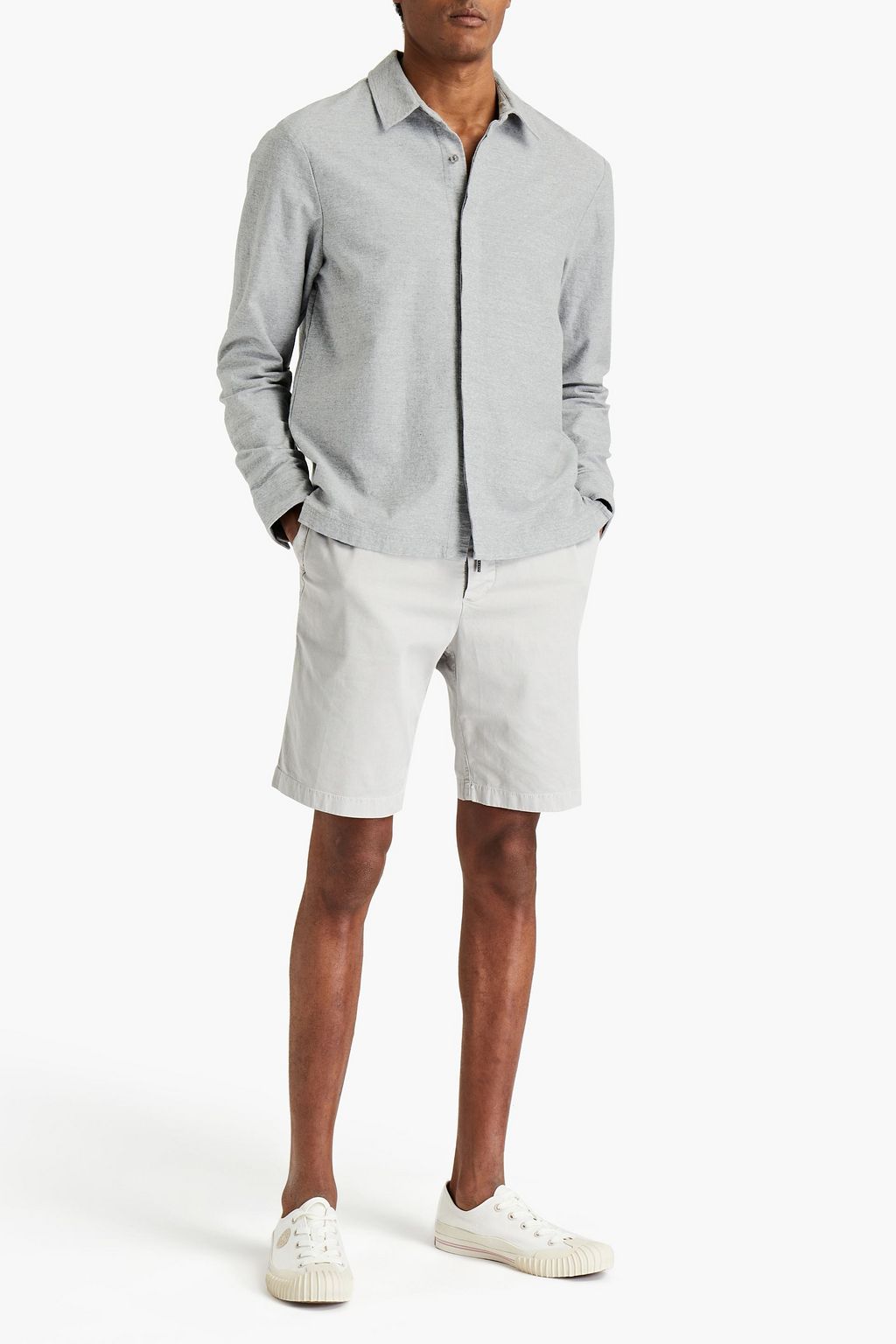 JAMES PERSE Mélange cotton-blend flannel shirt