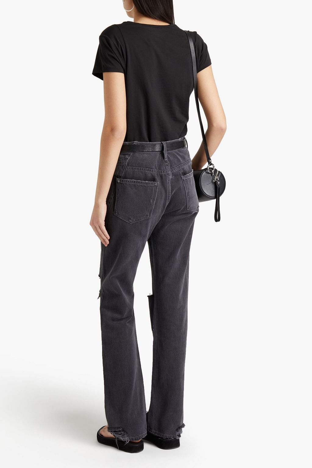 IMAAN X FRAME Distressed high-rise straight-leg jeans