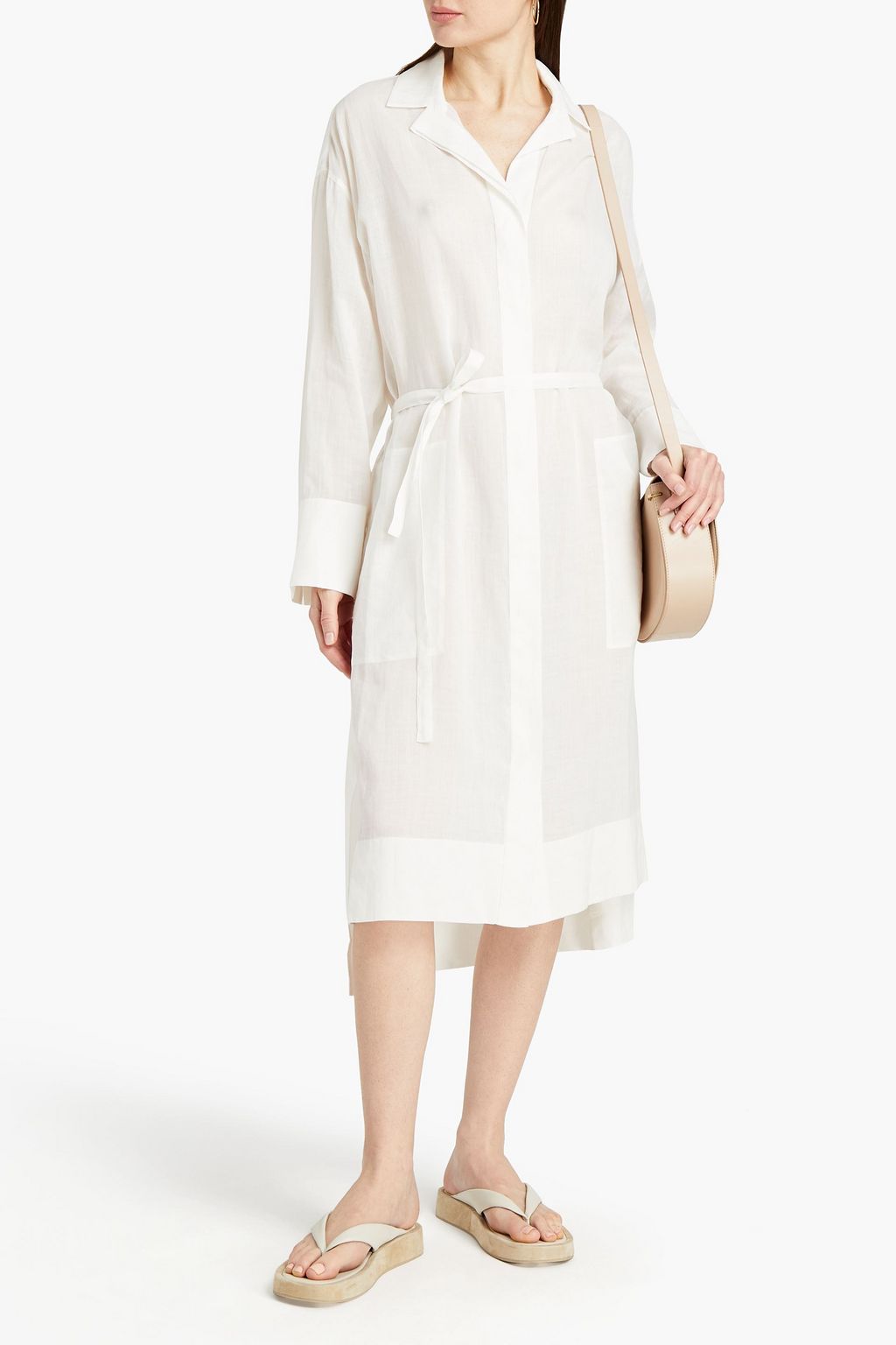 JOSEPH Daga oversized ramie-gauze midi shirt dress | Sale up to 70% off ...