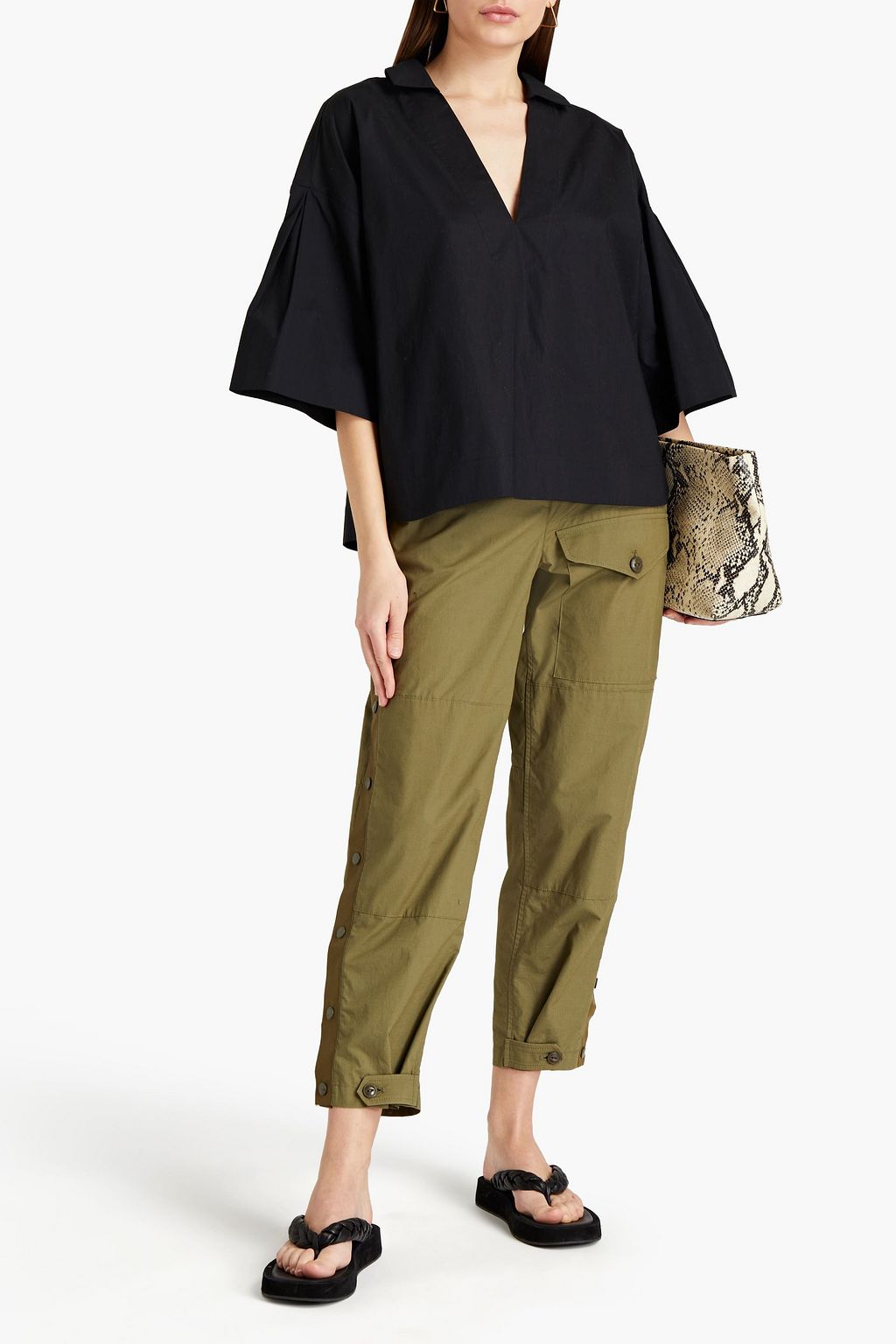 FRAME Channing cotton-poplin blouse