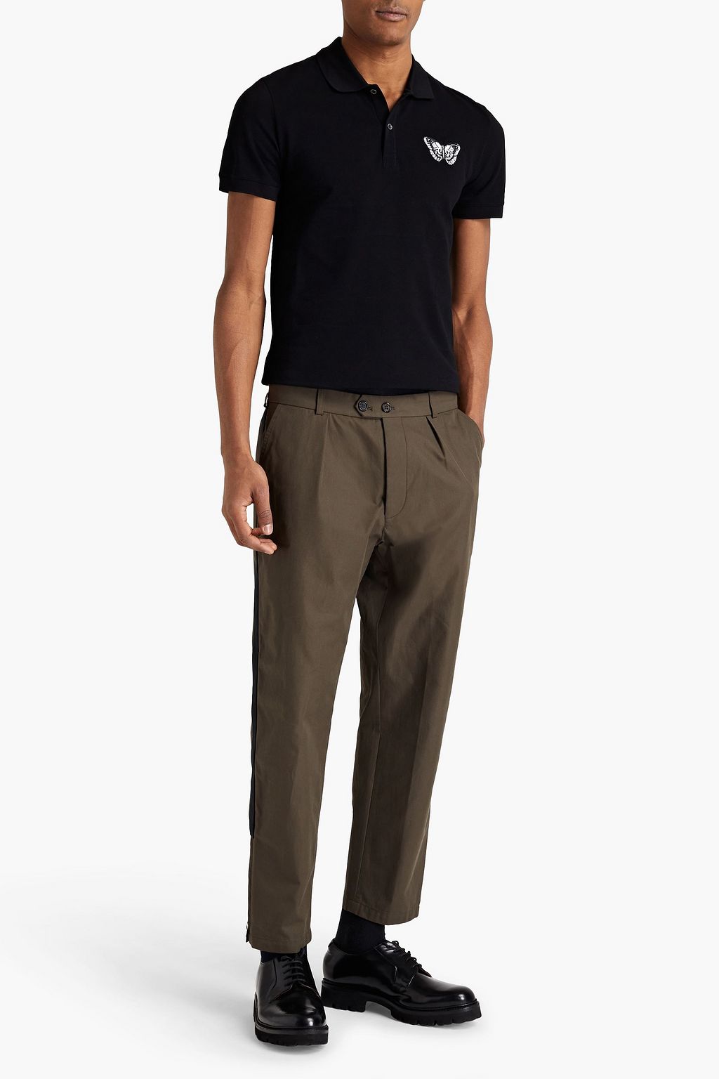 MCQUEEN Embroidered cotton-piqué polo shirt