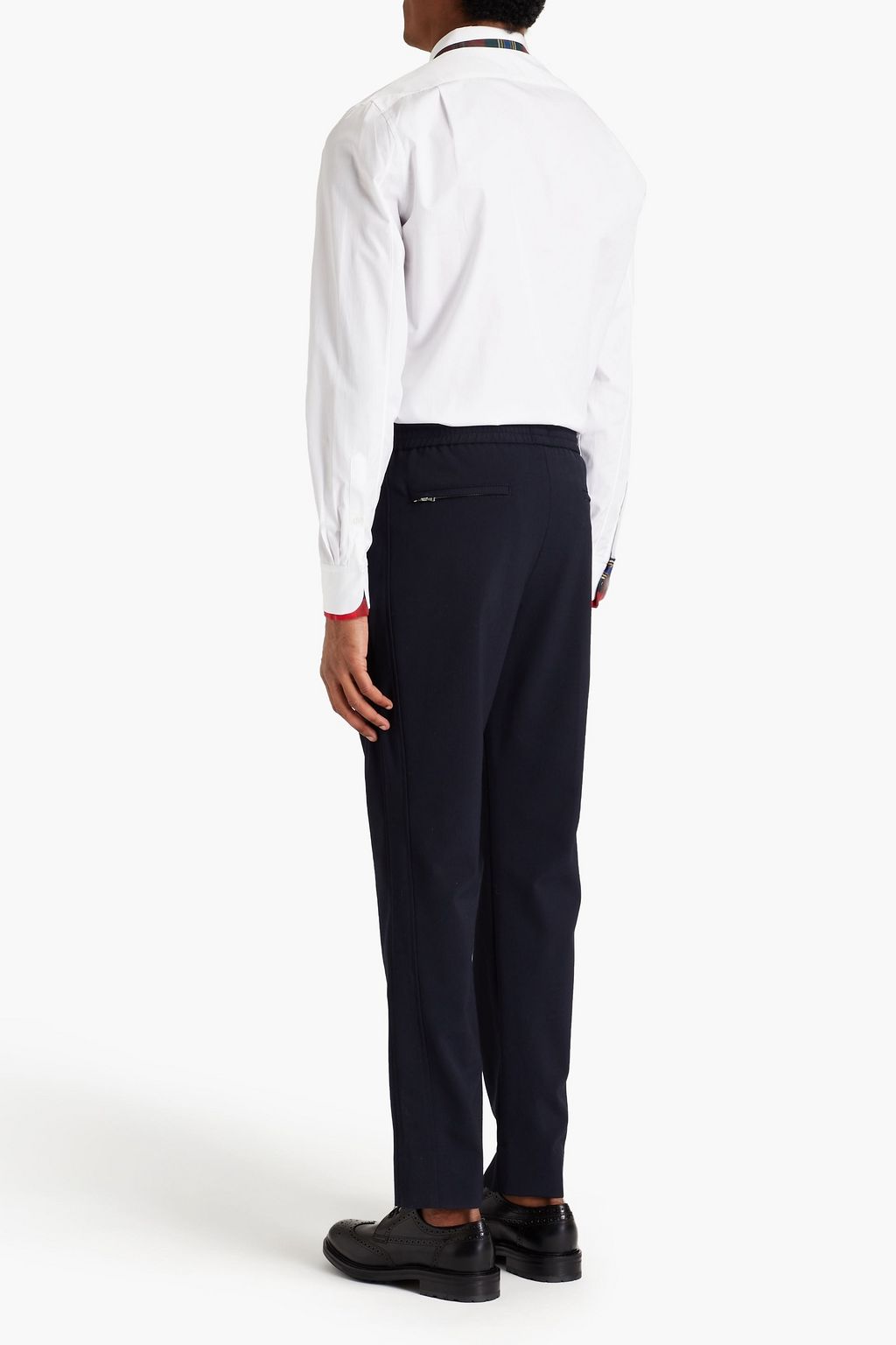 MCQUEEN Flannel-trimmed cotton-poplin shirt